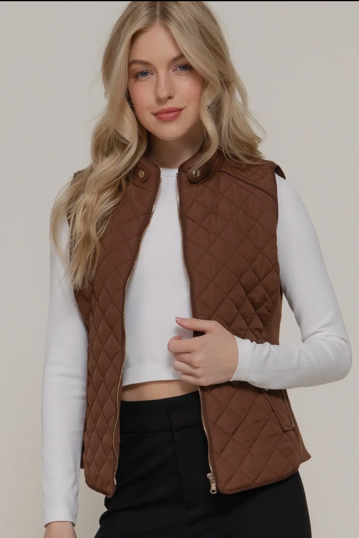Brown Quilted Vest