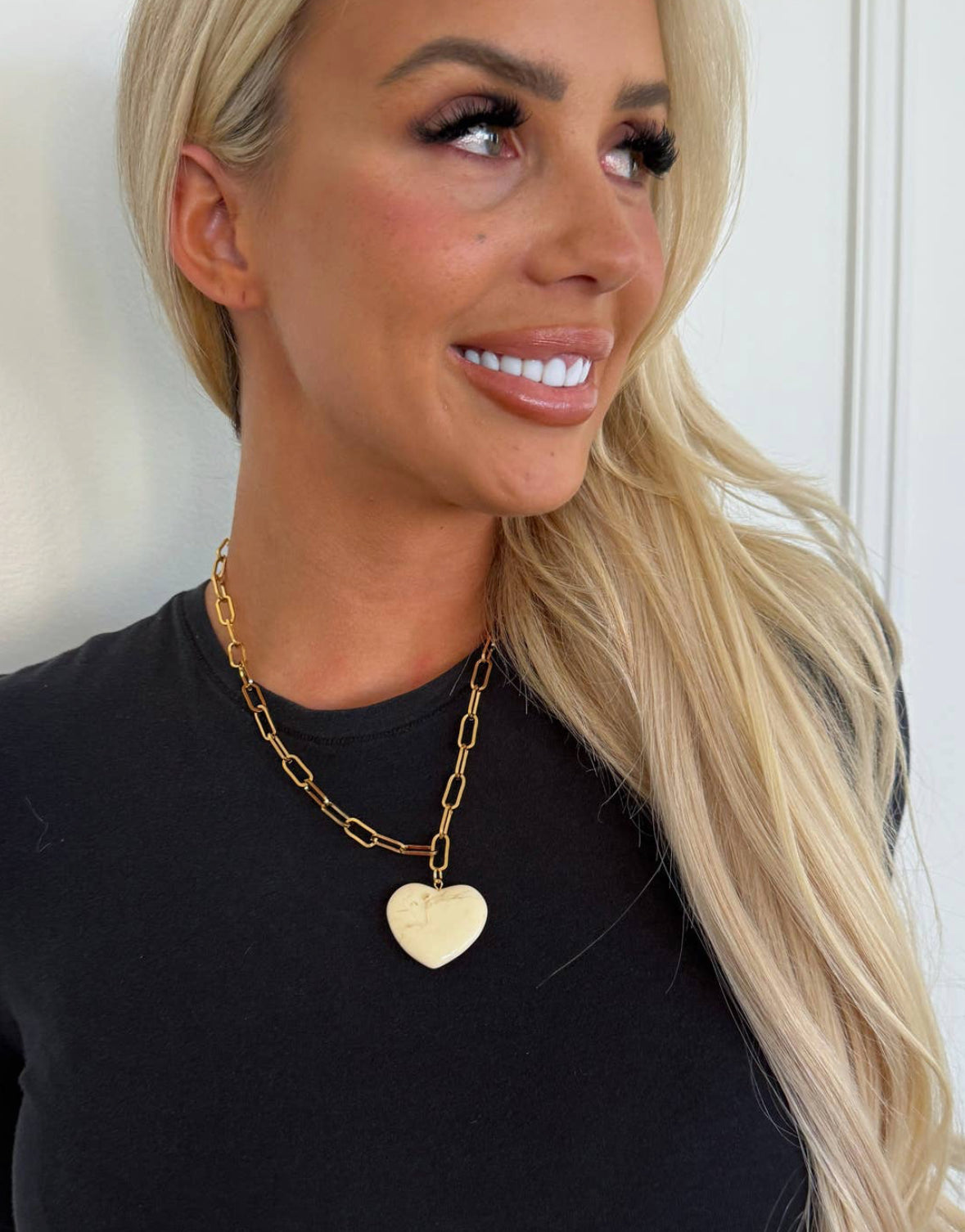 White Heart Necklace