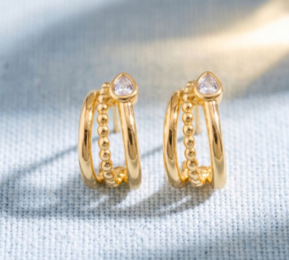 CZ Triple Hoop Huggies