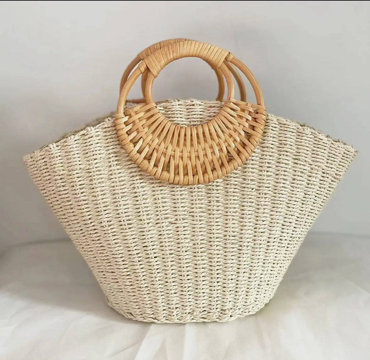 Ivory Straw Tote