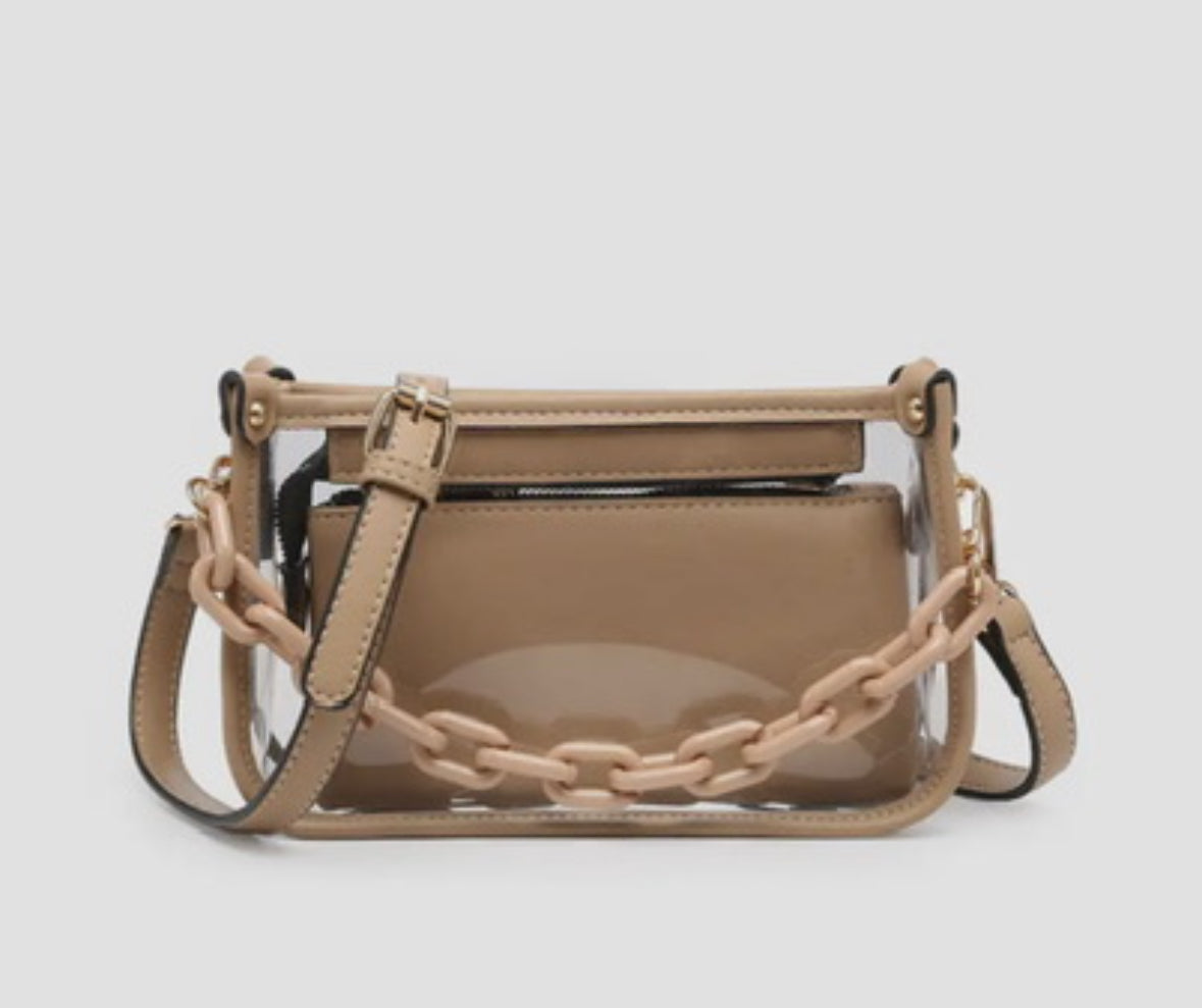 Taupe Clear Gameday Purse