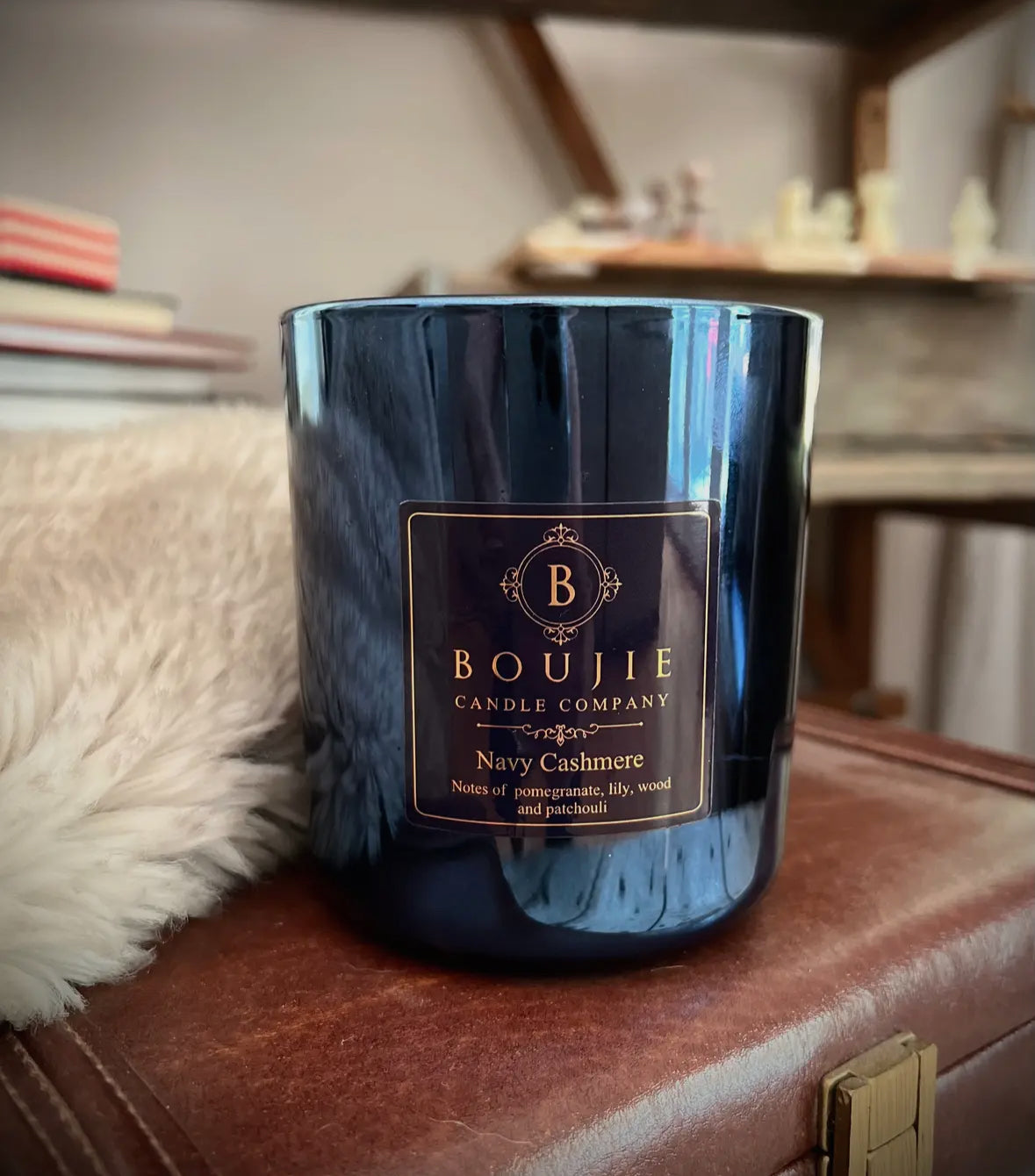 Boujie Navy Cashmere Glass Candle