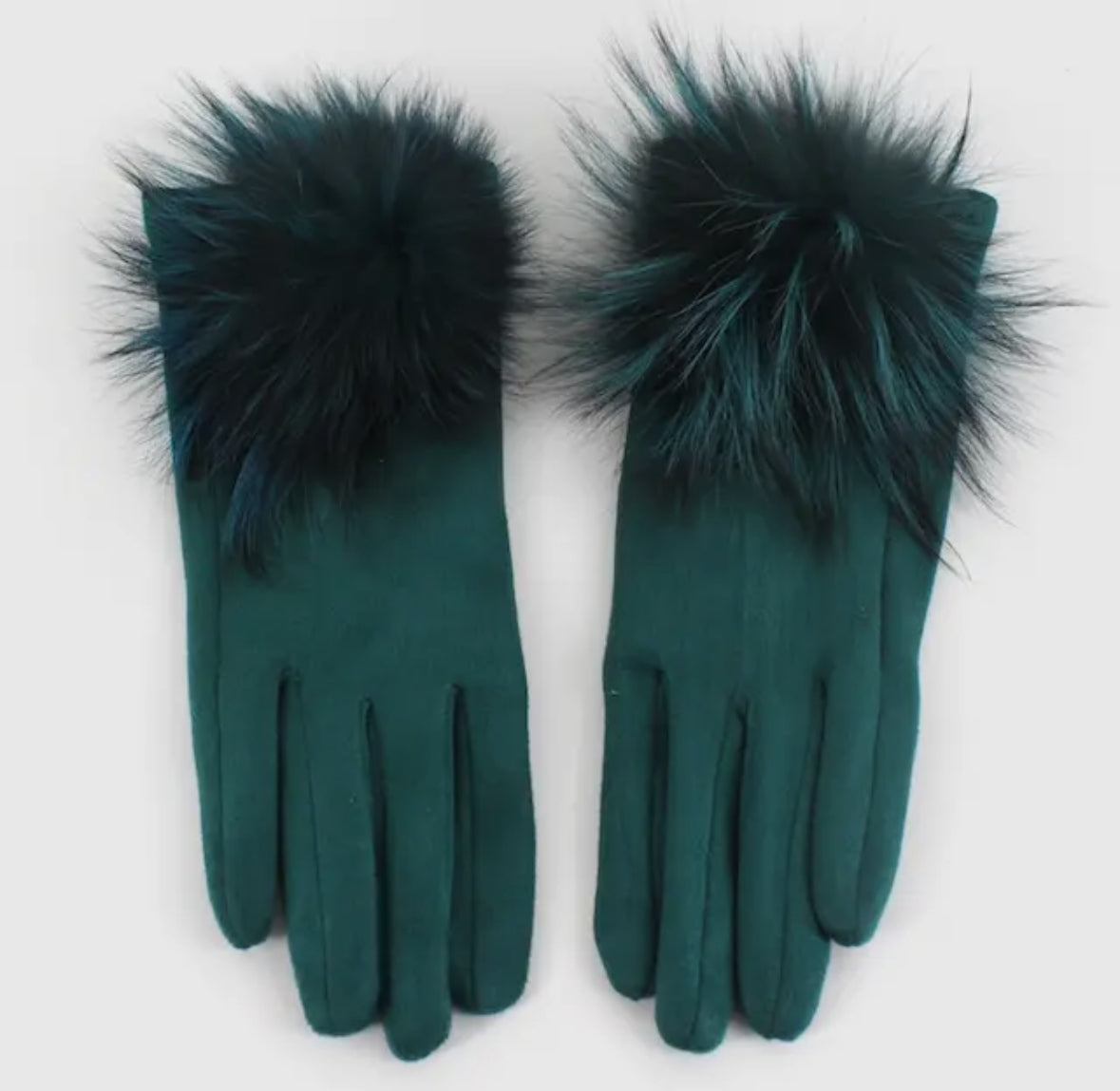 Green Fur Gloves