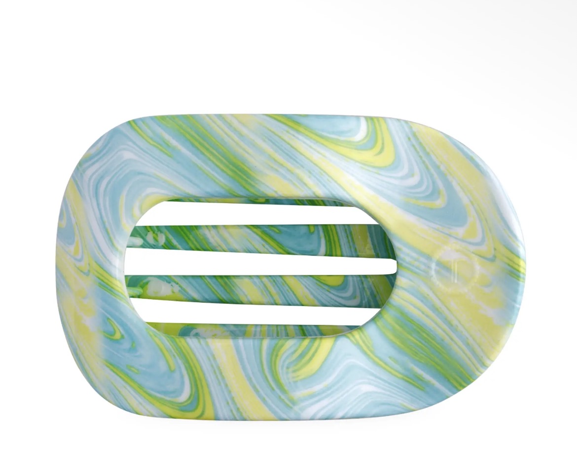 Teleties ROUND green blue yellow tie dyed Clip
