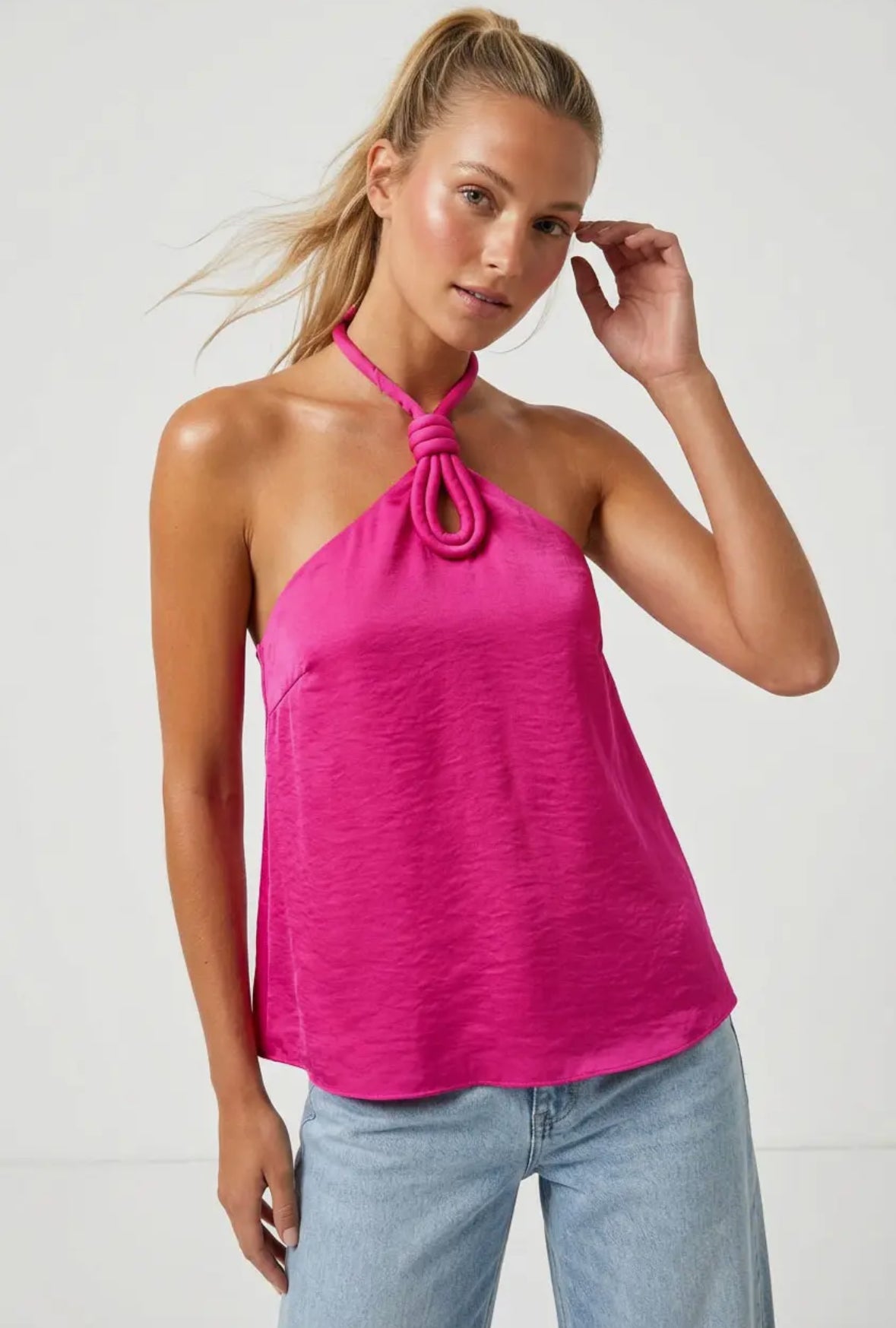 Hot Pink Cord Halter Top