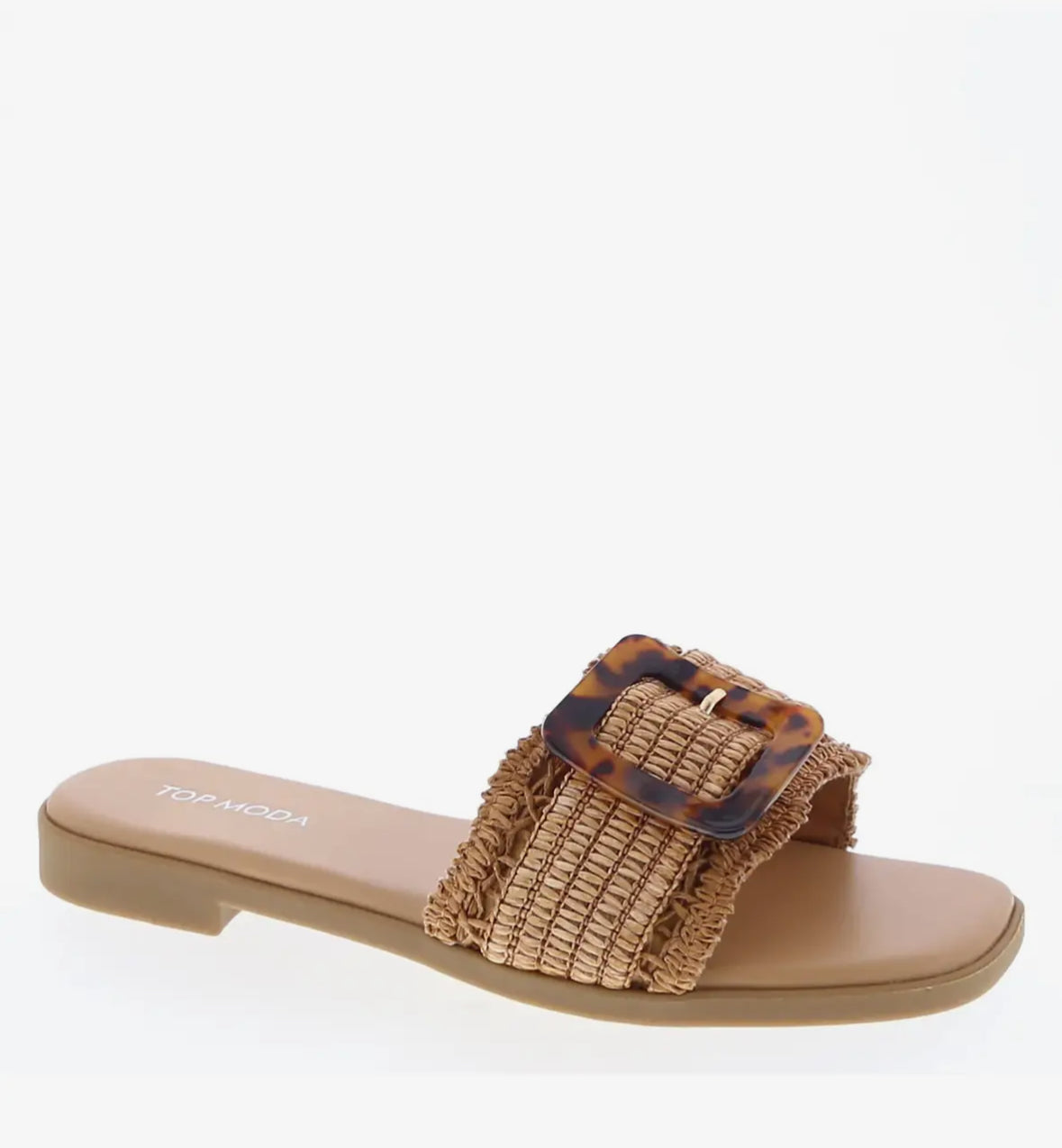 Raffia Tortoise Buckle Slides