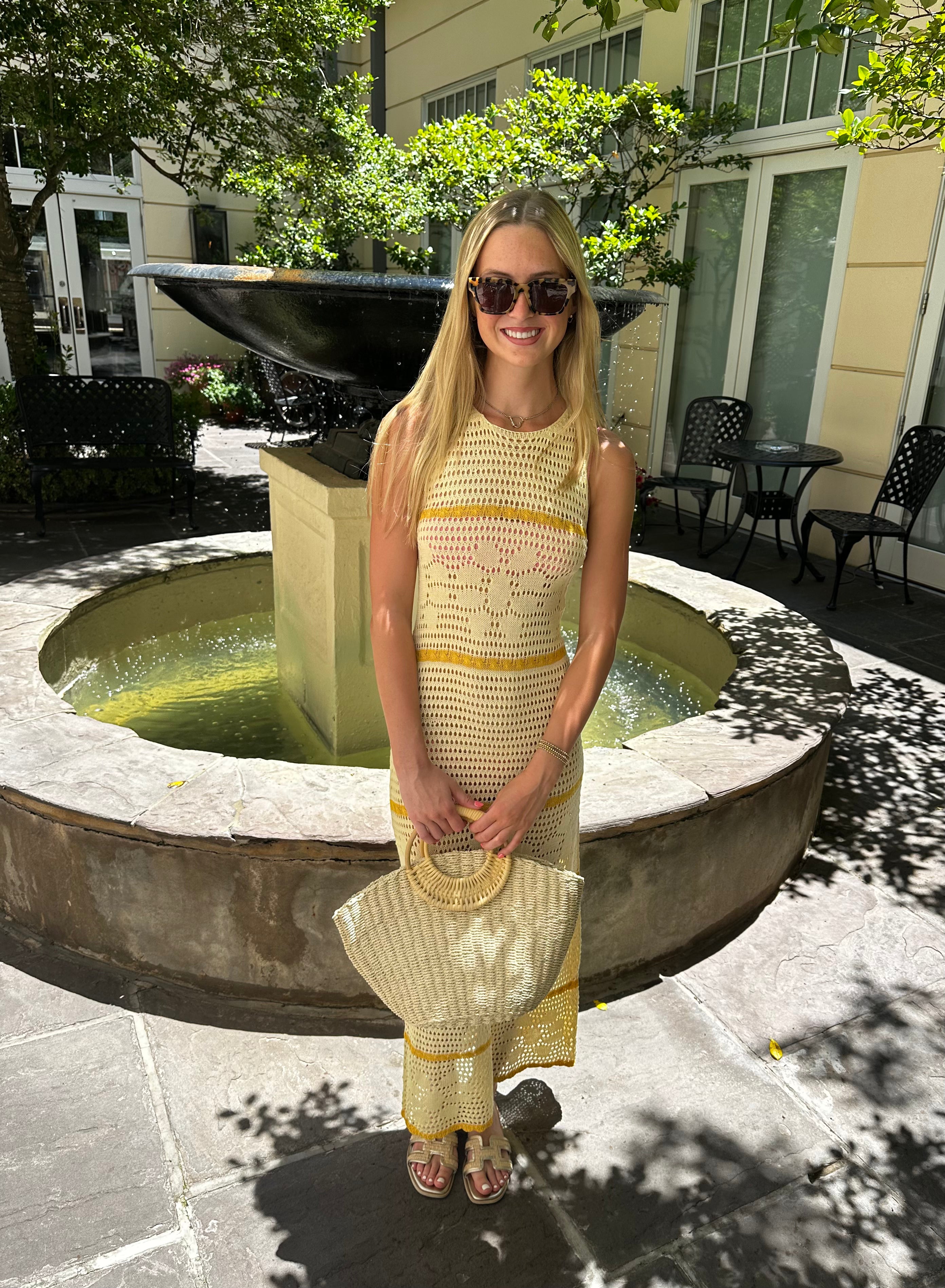 Yellow Knit Striped Coverup