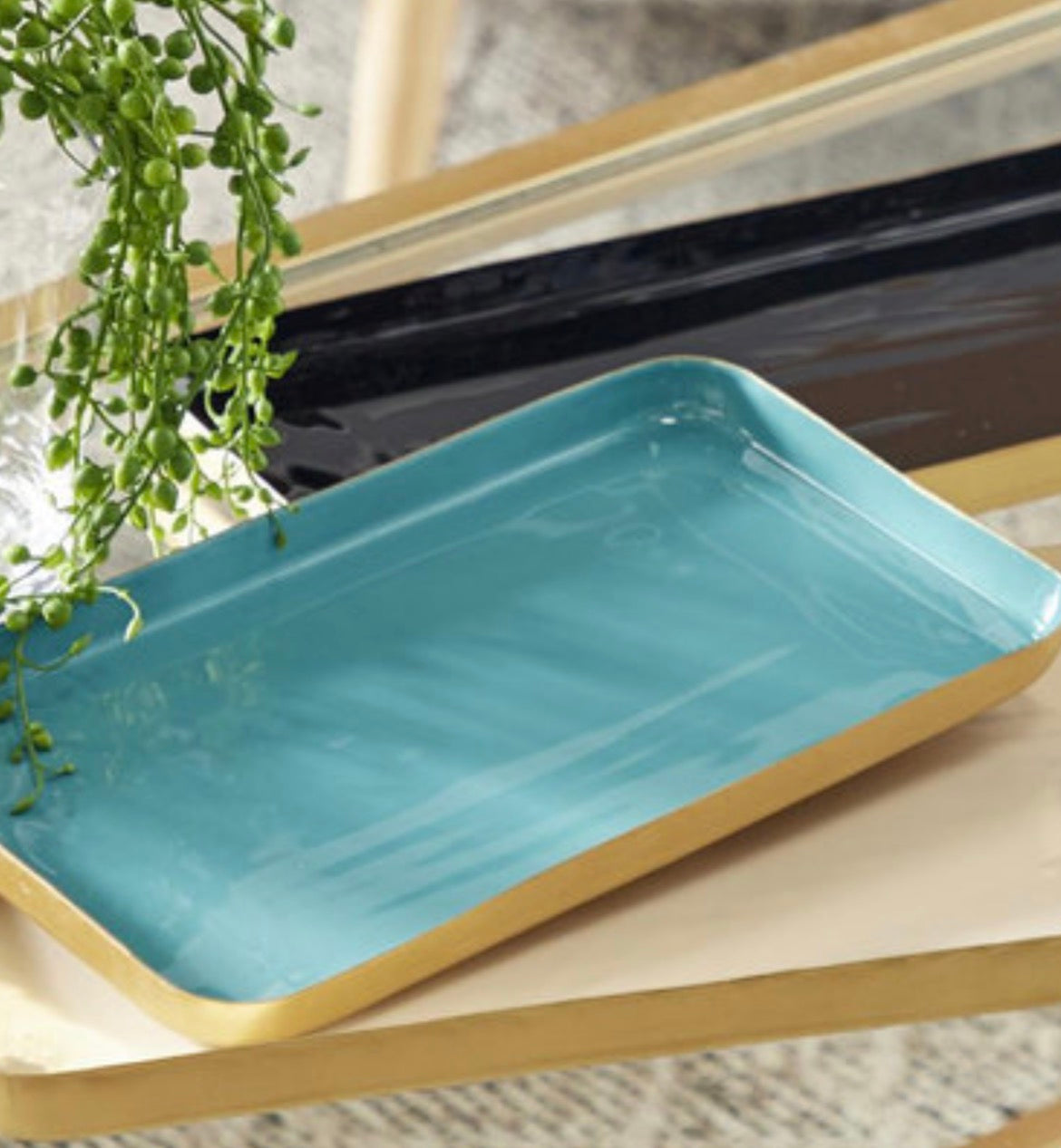 Teal Enamel Tray