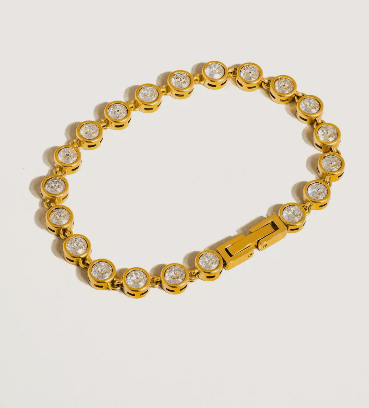 18K Gold Round Rhinestone Bracelet