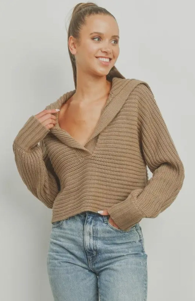 Taupe Collared Sweater