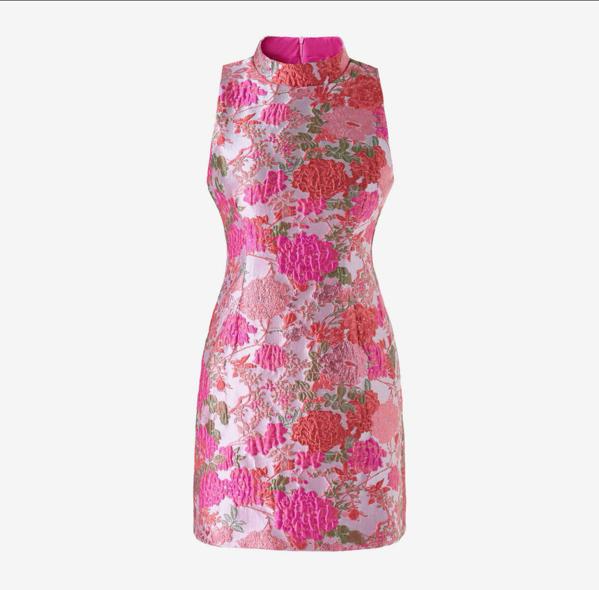 Pink Floral Jacquard Dress