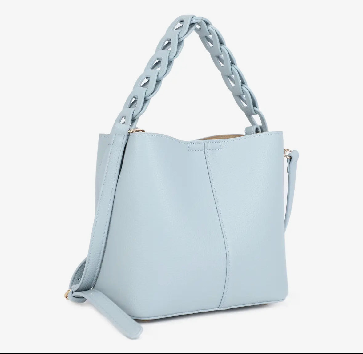 Baby Blue Crossbody Bag with Braided Handle Detail