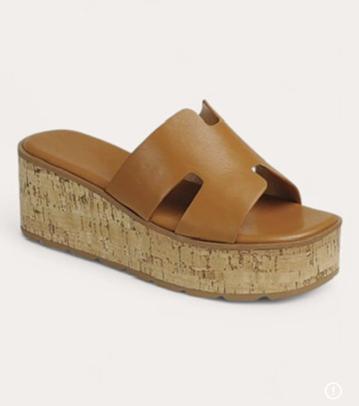 Tan Cutout Cork Platform Wedges