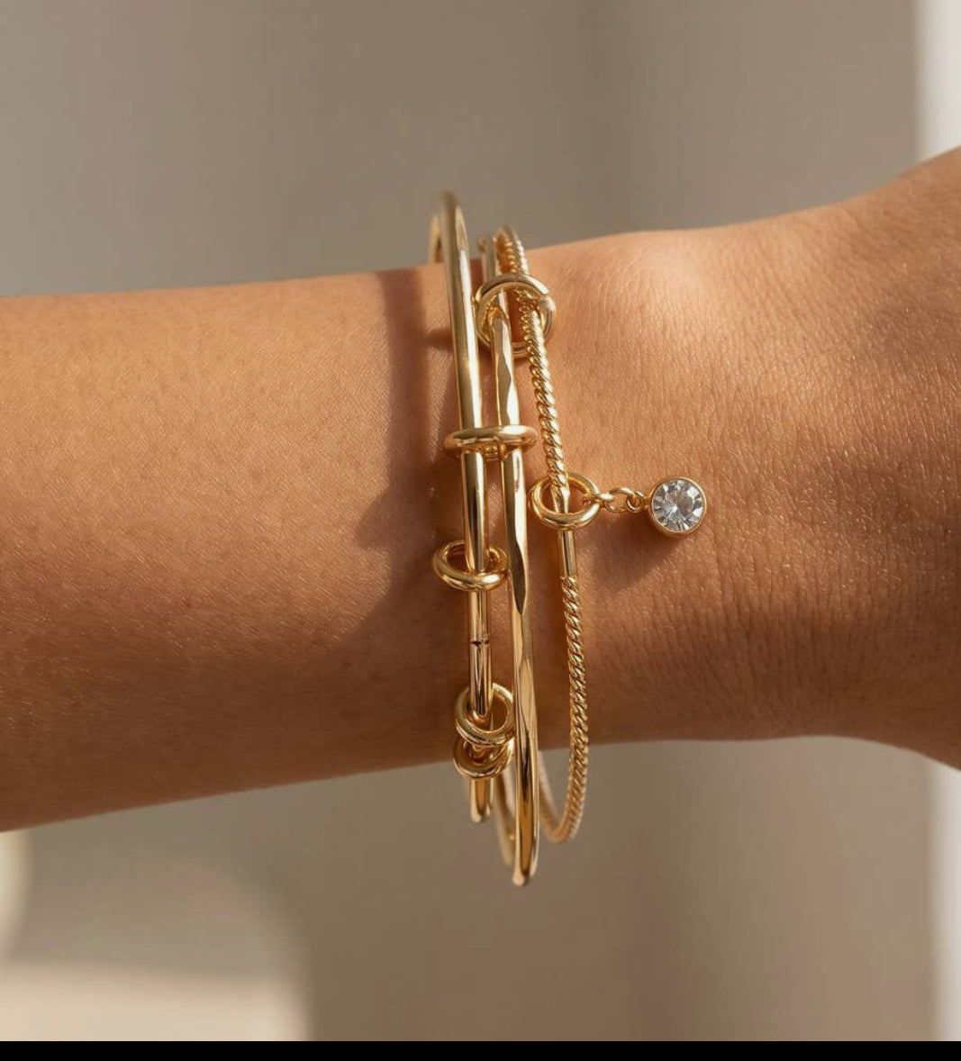 Gold 3 Piece Bracelet Set
