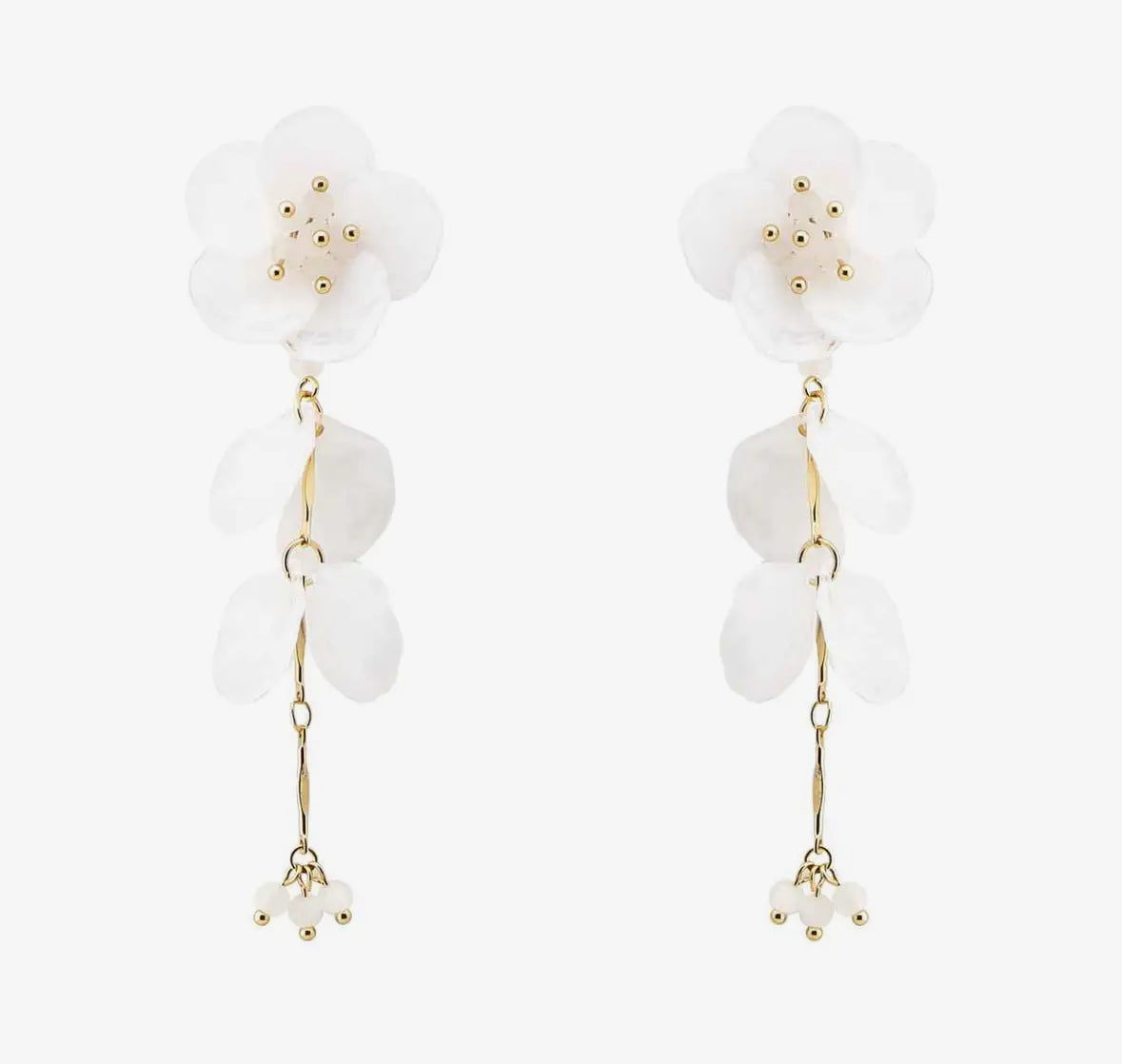 White Floral Earrings