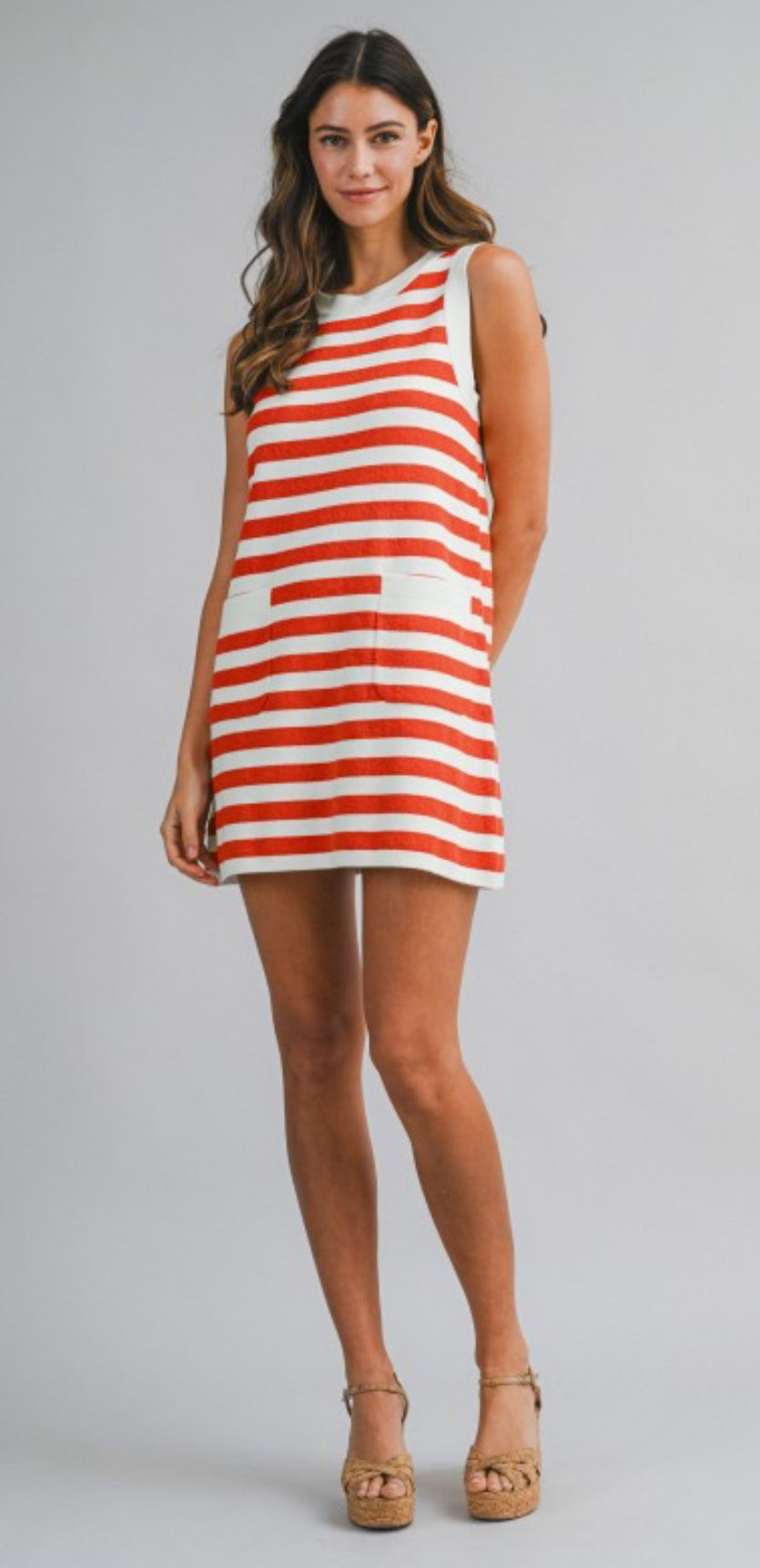 Red Striped Sleeveless Dress