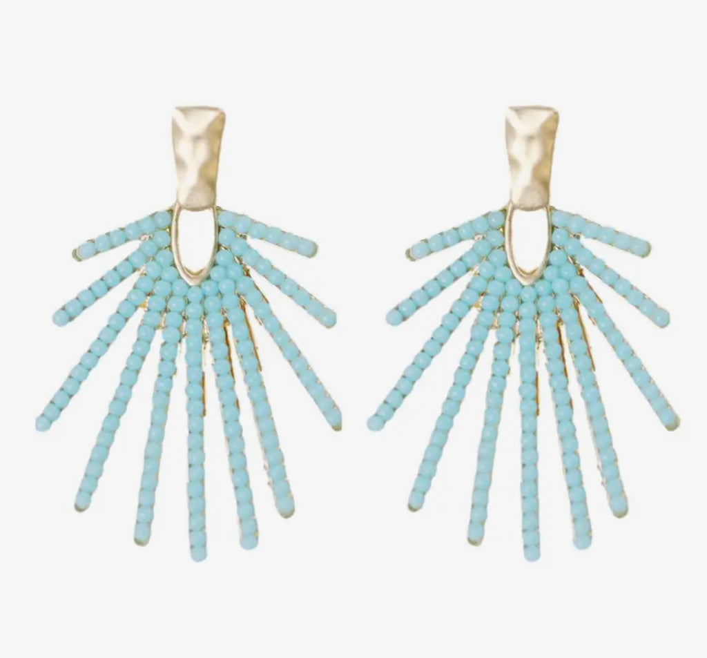 Light Turquoise Sunburst Statement Drop Earrings