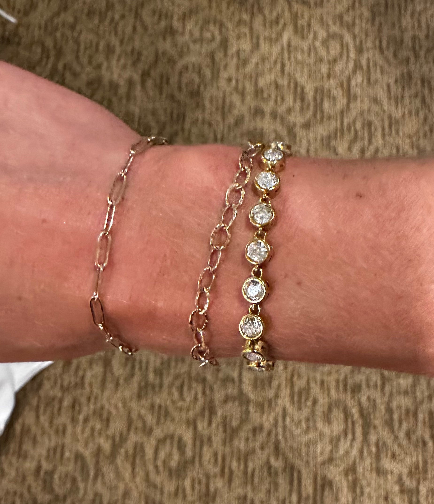 18K Gold Round Rhinestone Bracelet