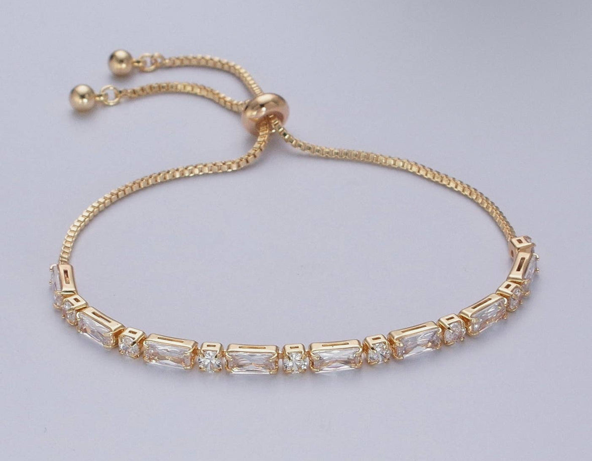 CZ Baguette 24K Gold Pulley Bracelet