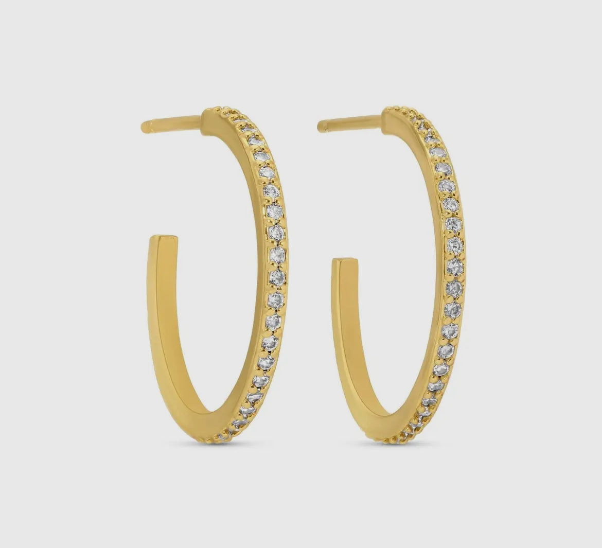 Gold Pave Hoops