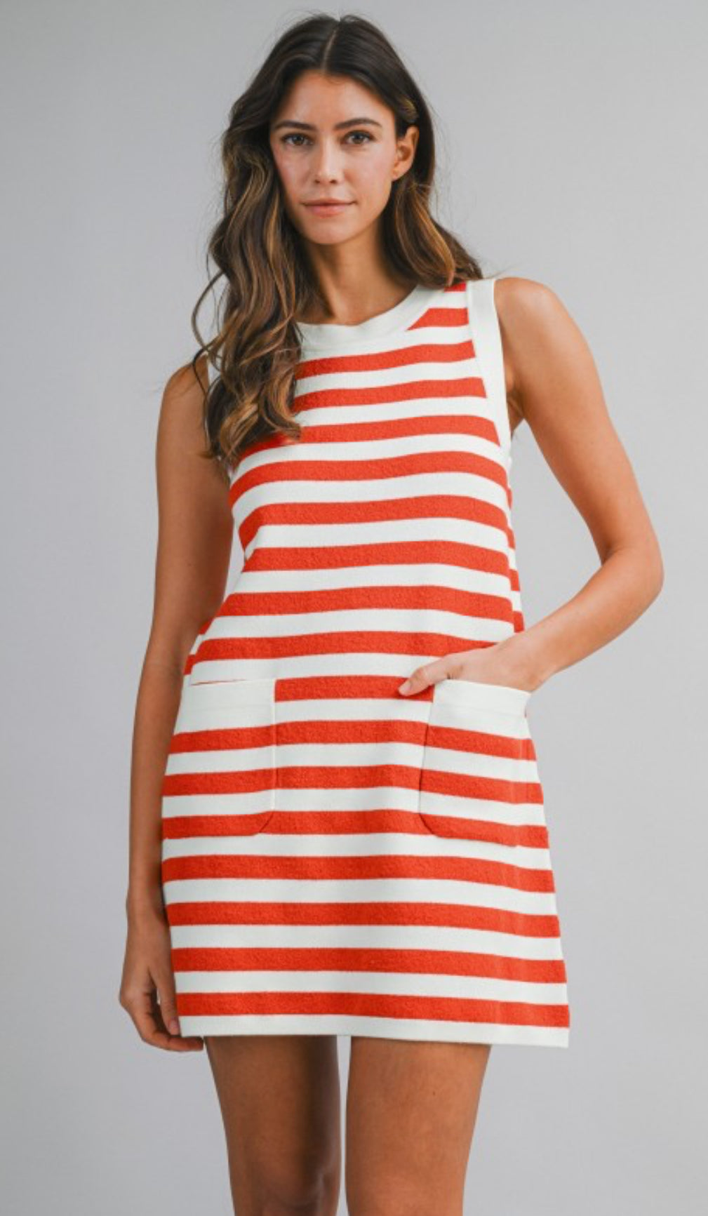 Red Striped Sleeveless Dress