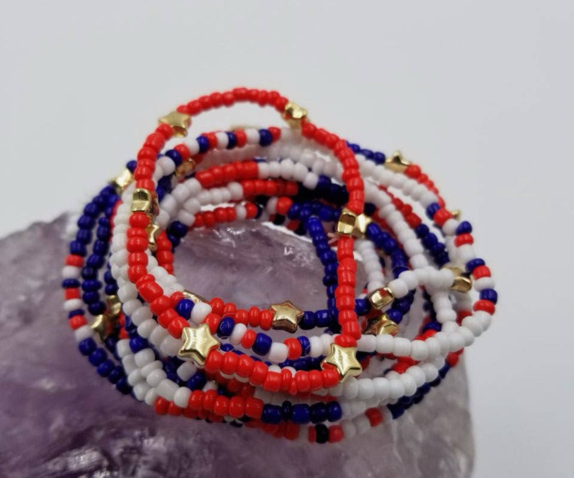 Red/White/Blue Star Beaded Set