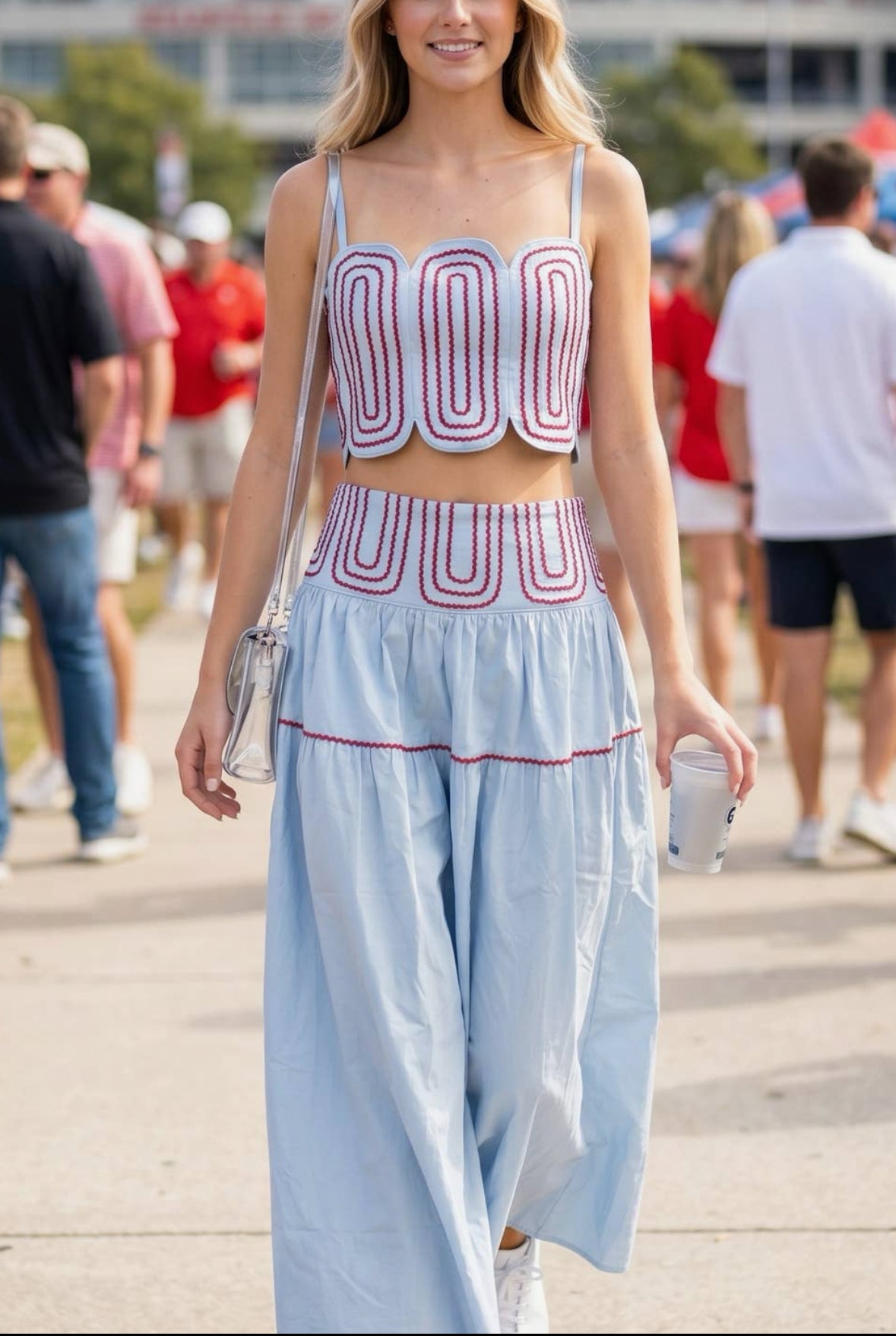 Blue/Red Embroidered Set