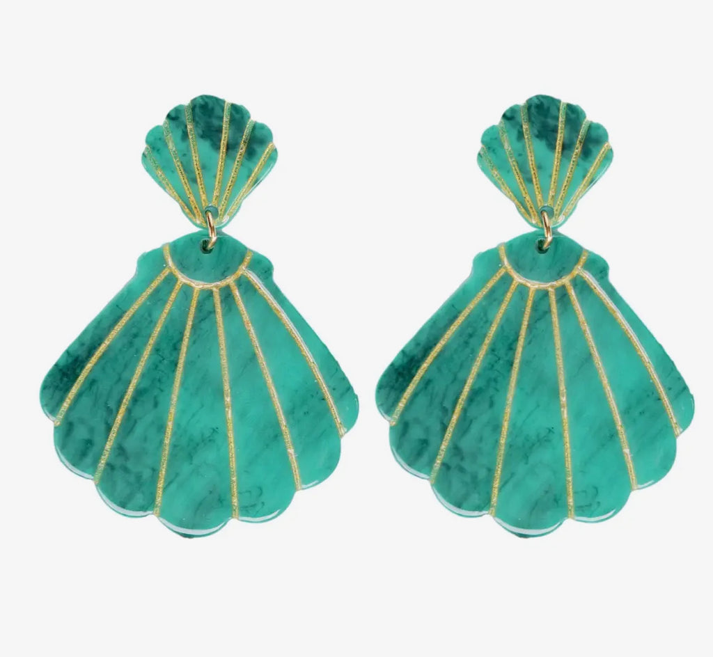 Turquoise Shell Statement Earrings
