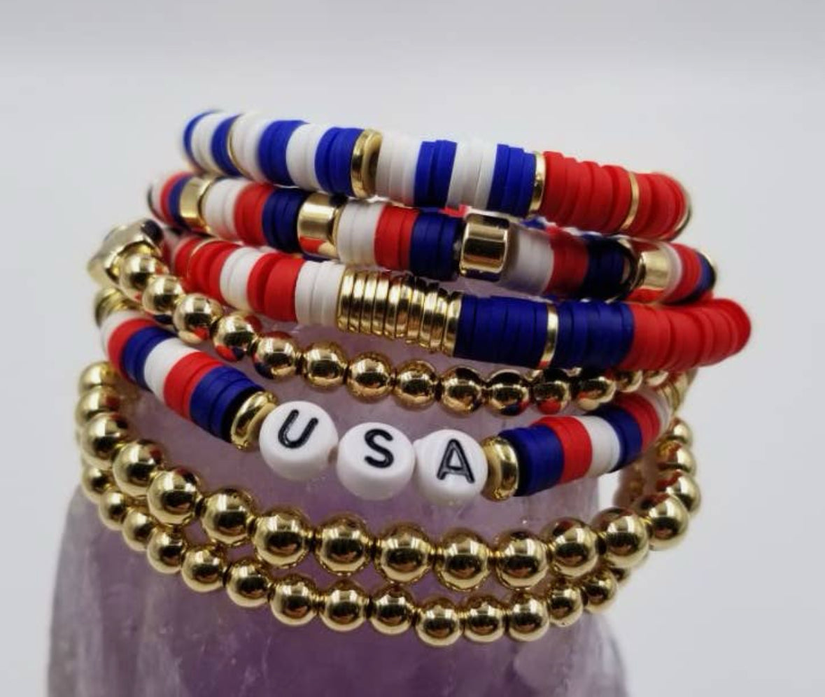 USA Beaded Bracelet Set