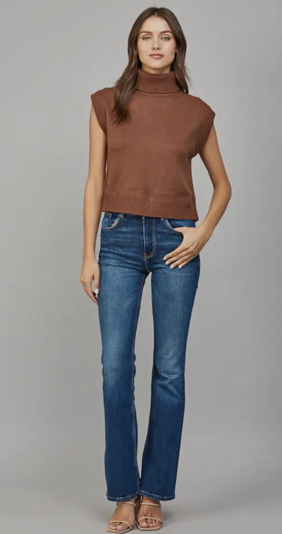 Light Brown Cropped Turtleneck