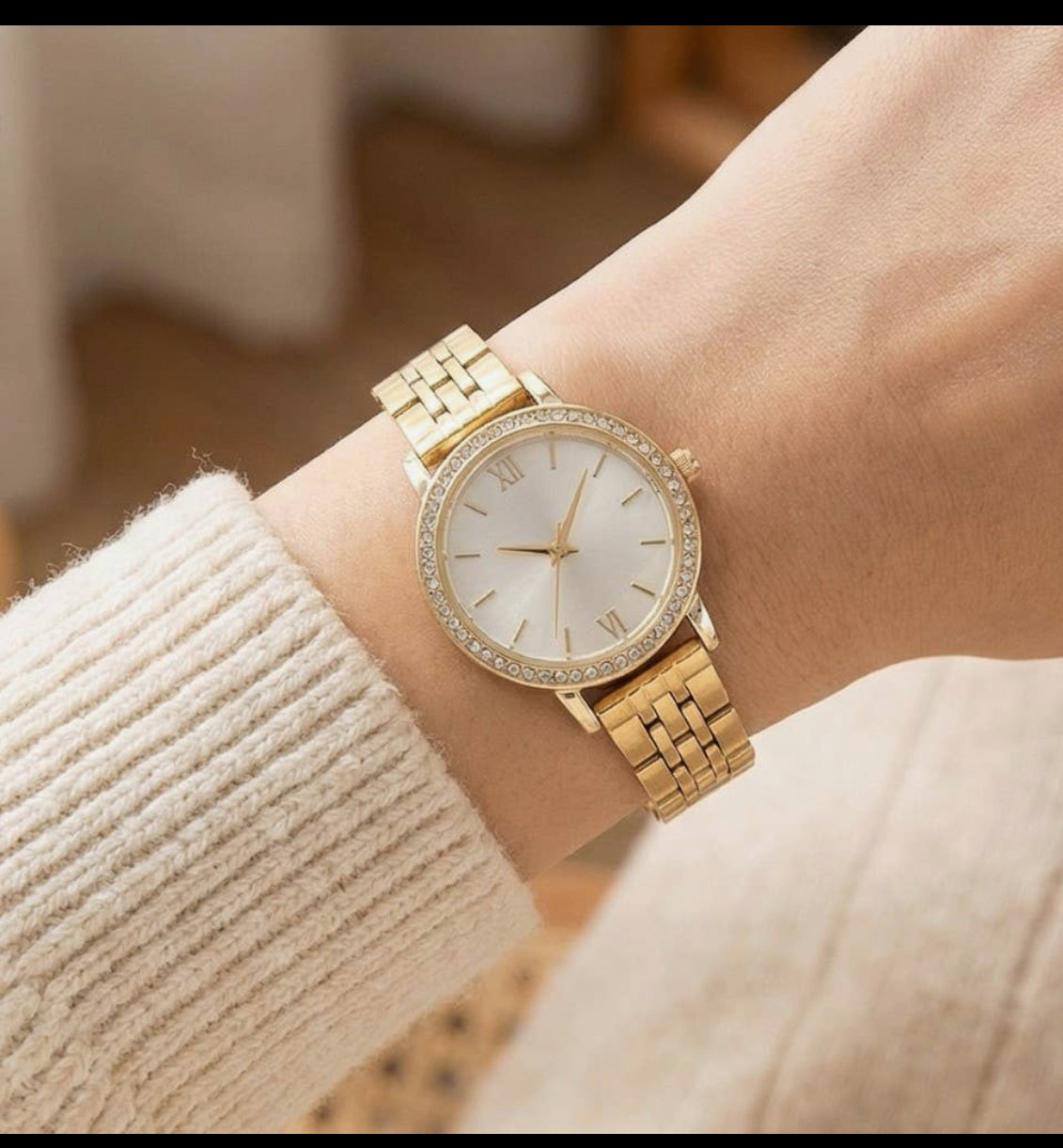 CZ Trim Gold Watch