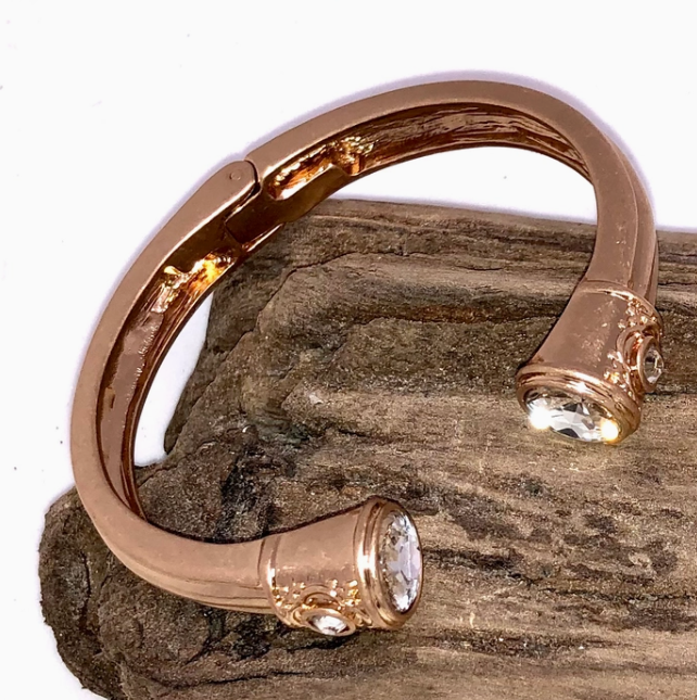 Gold Cuff with Clear Stone