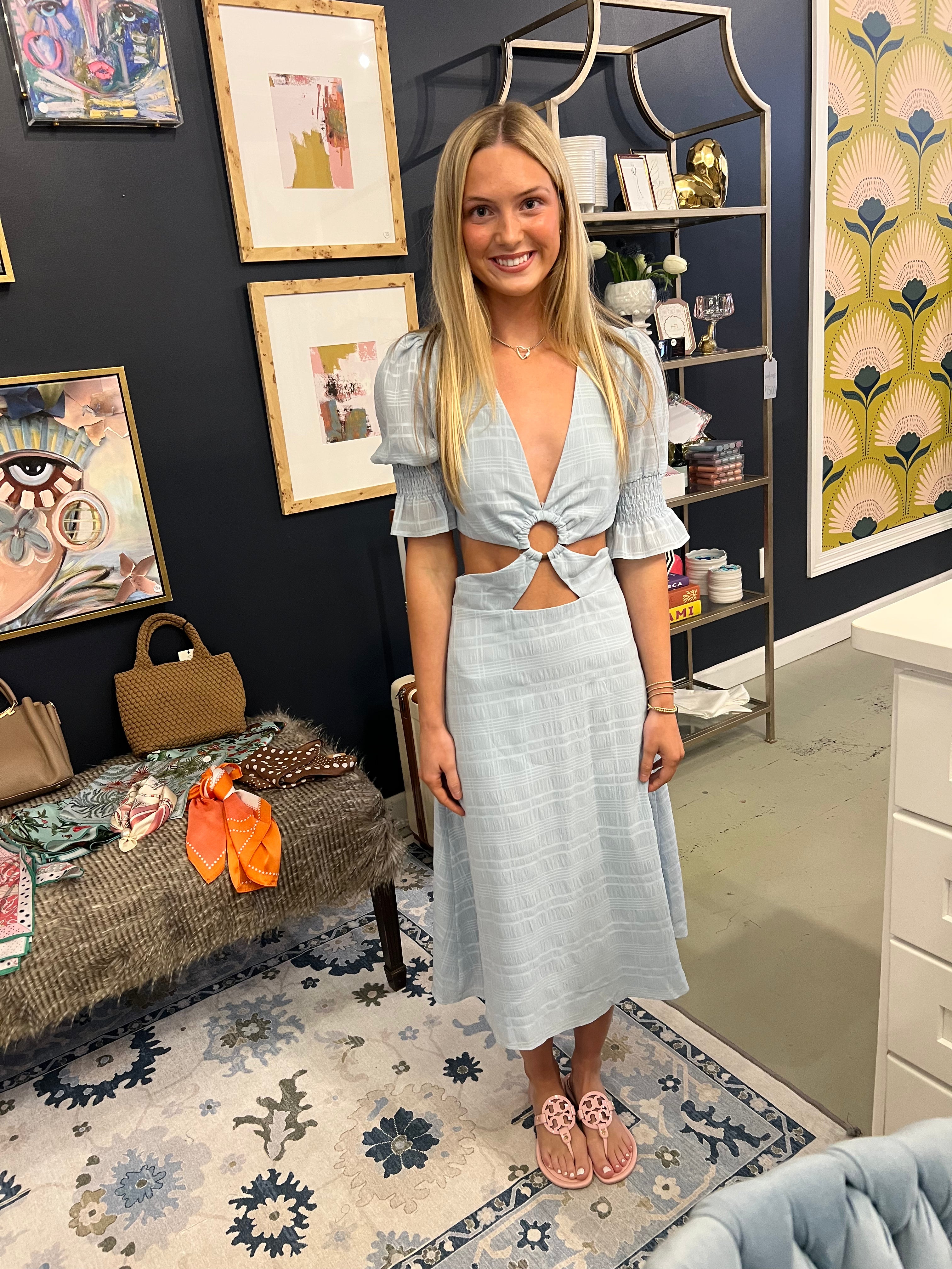 Blue Cut-Out Midi