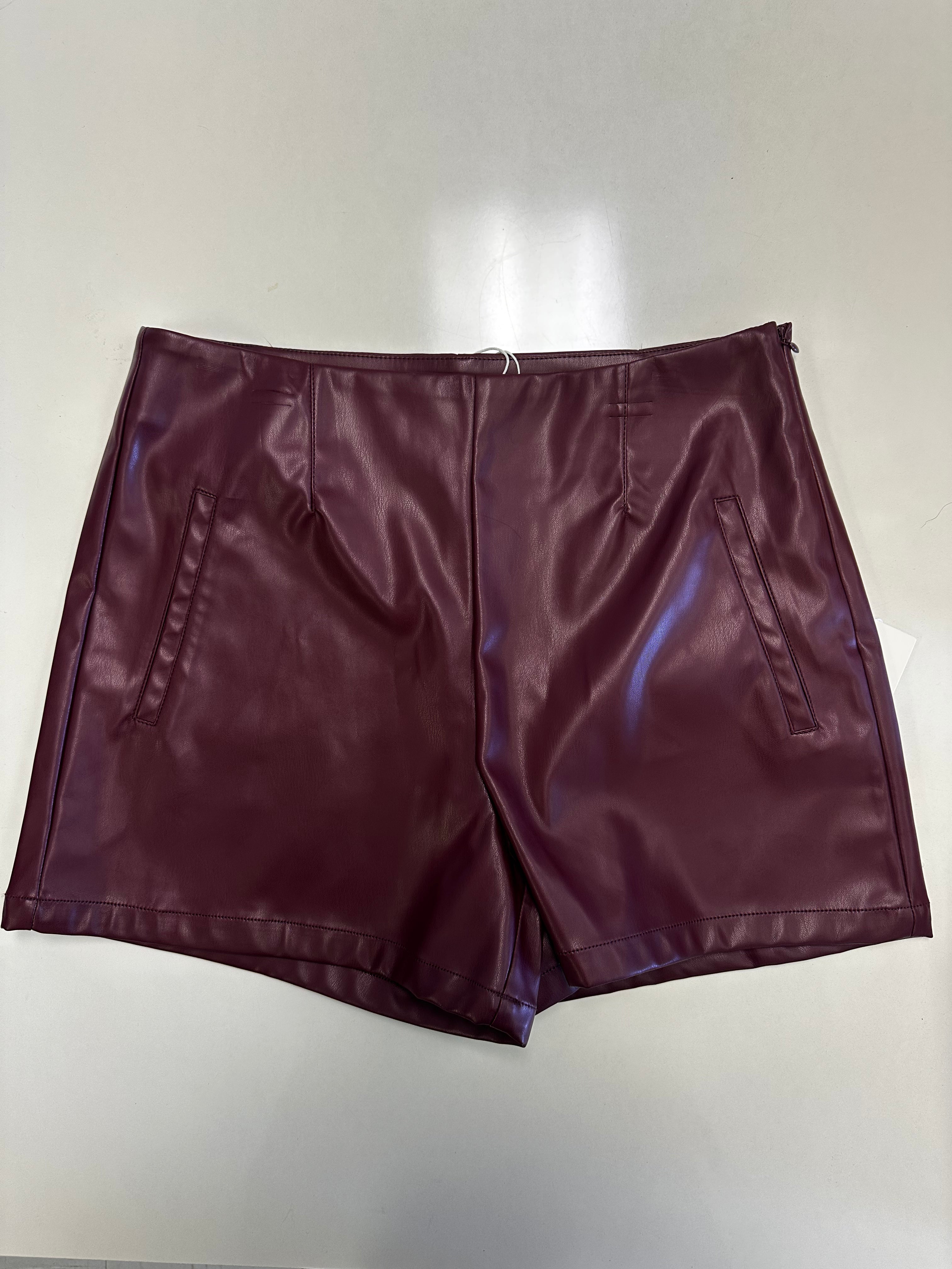 Maroon Faux Leather Shorts