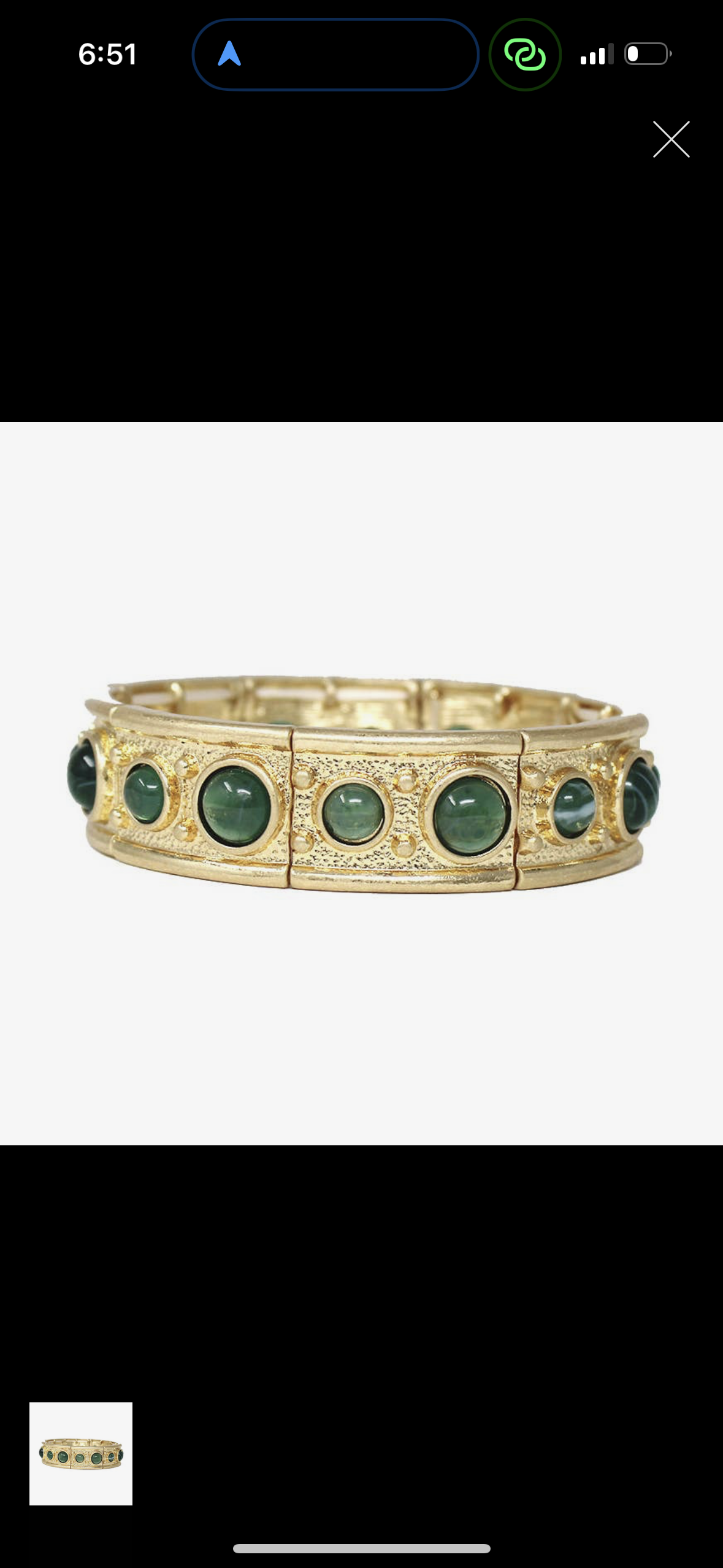 Gold Bangle with Green Stones