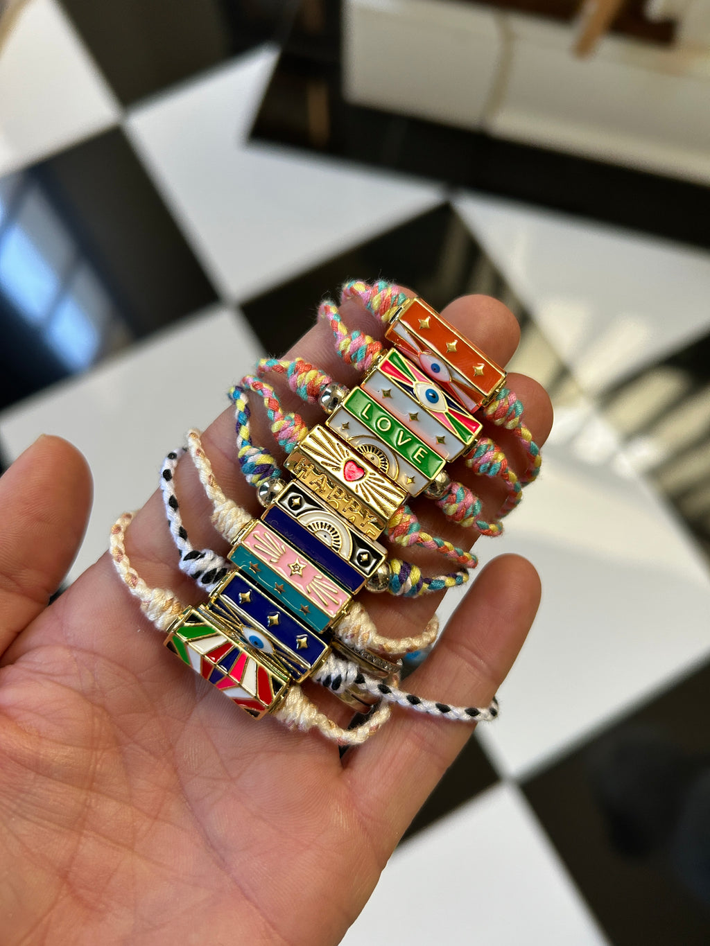 Hexagon beaded rope bracelet