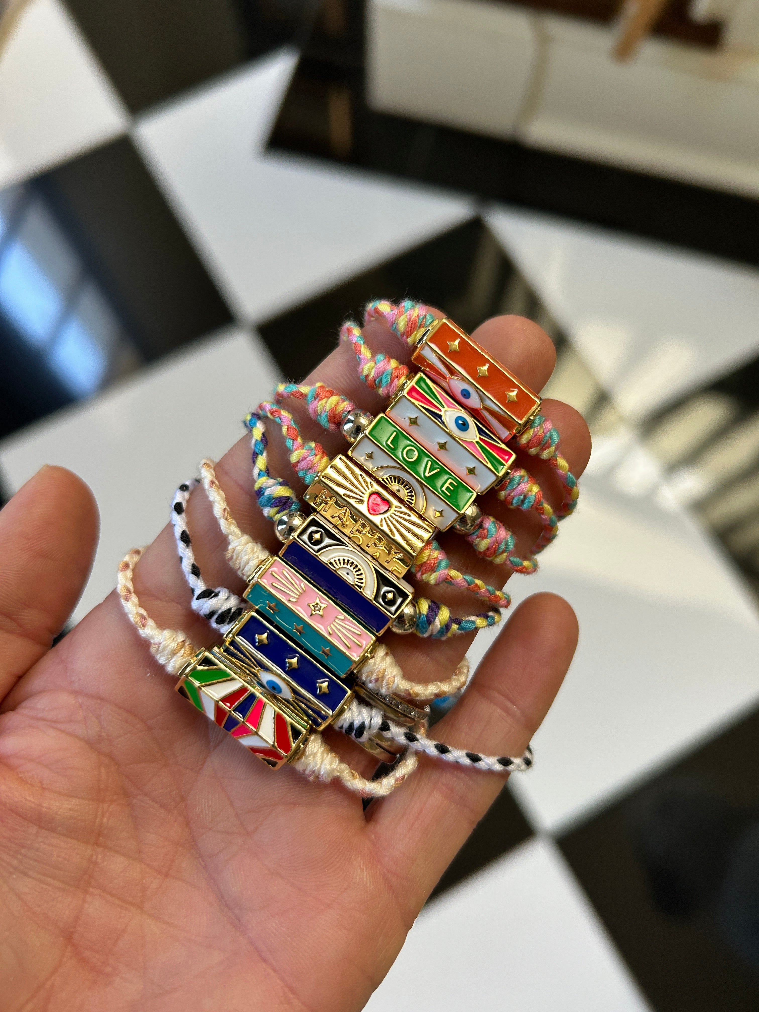Hexagon beaded rope bracelet