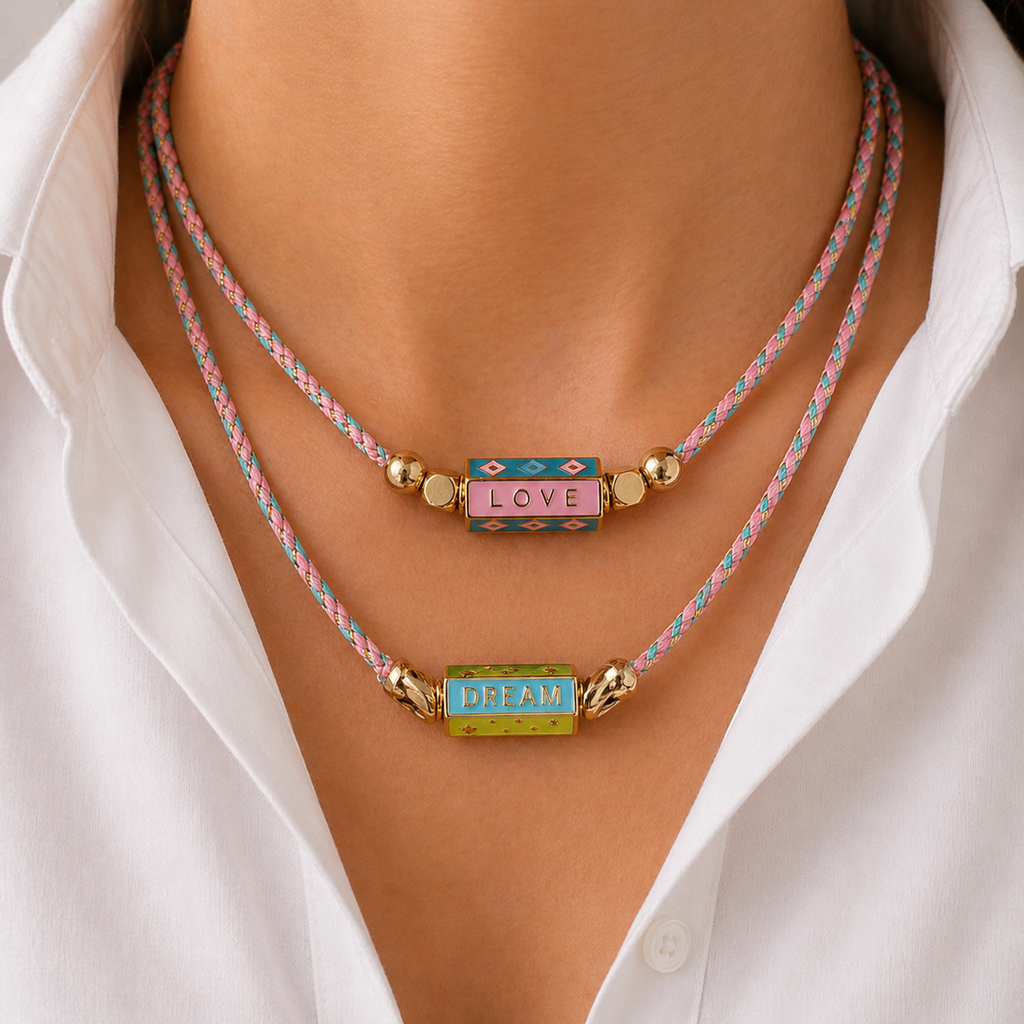 Hexagon Beaded Rope Necklace