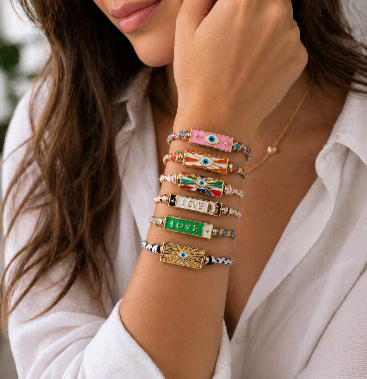 Hexagon beaded rope bracelet