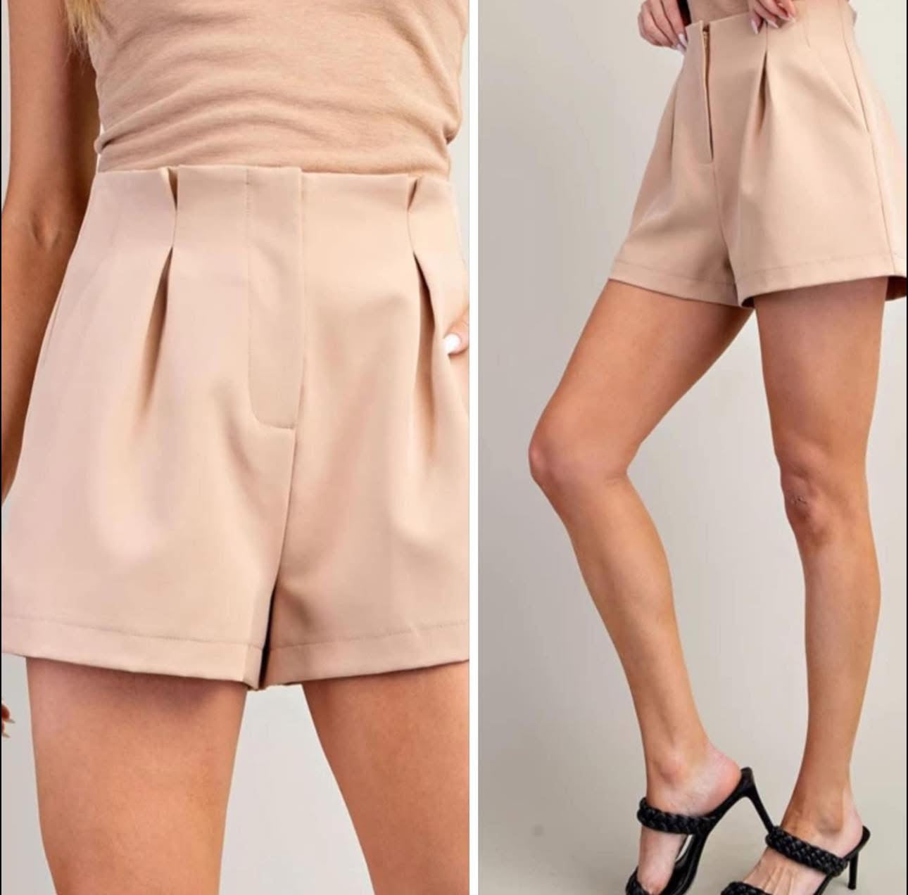 Taupe High Waisted Shorts