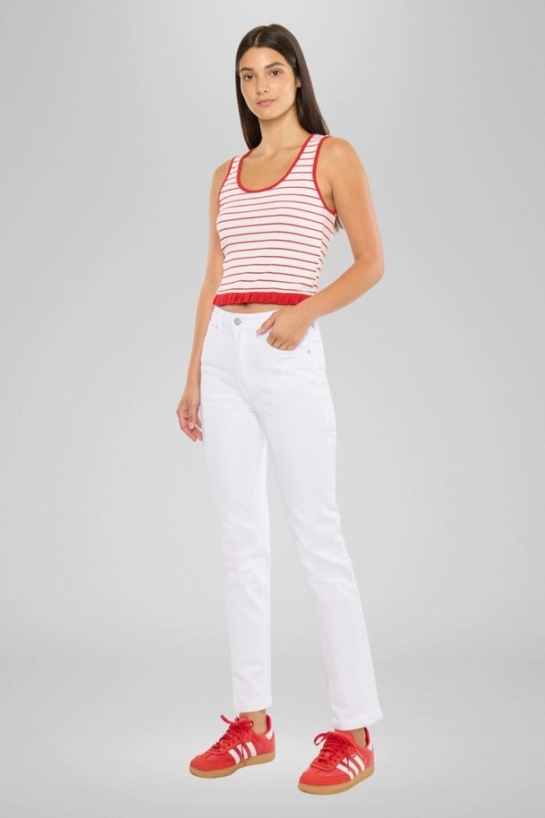 White Slim Straight Jeans