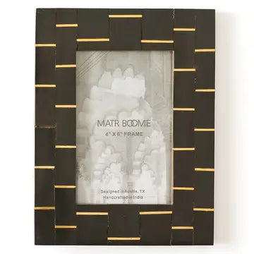 4x6 Black Horn and Brass inlay