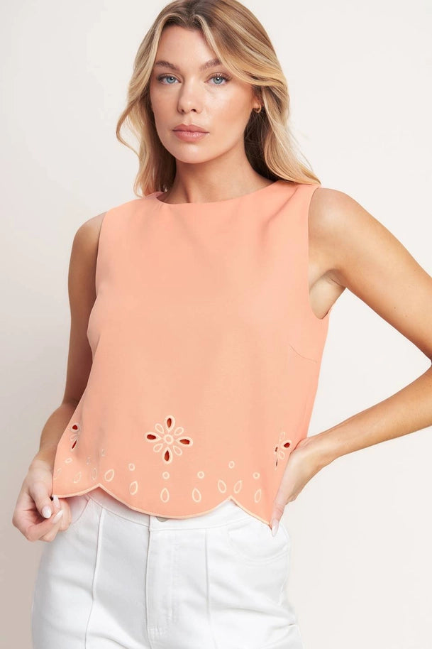 Peach Scalloped Top