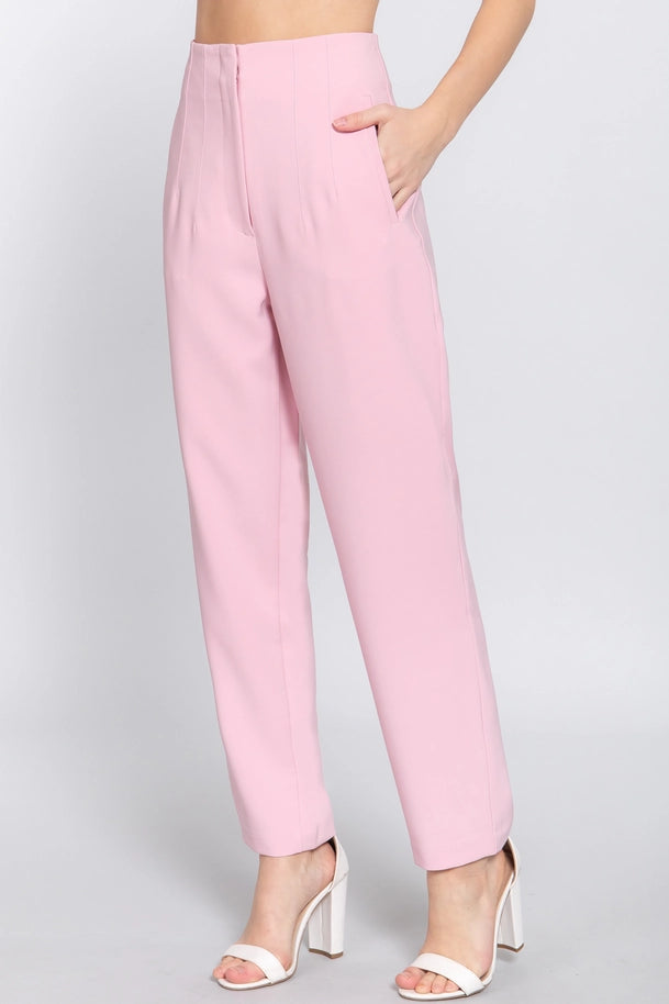 Pink Pintuck Detail Pants