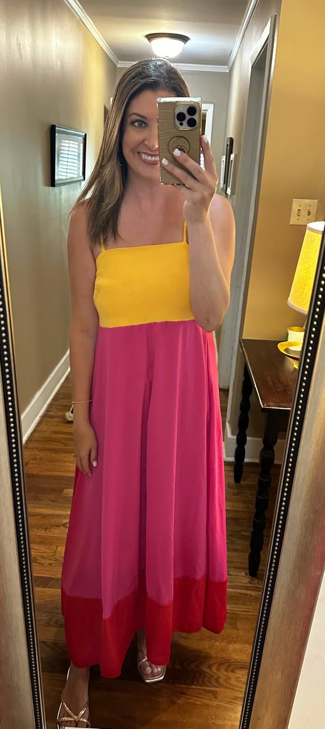 Yellow/Pink/Red Colorblock Dress