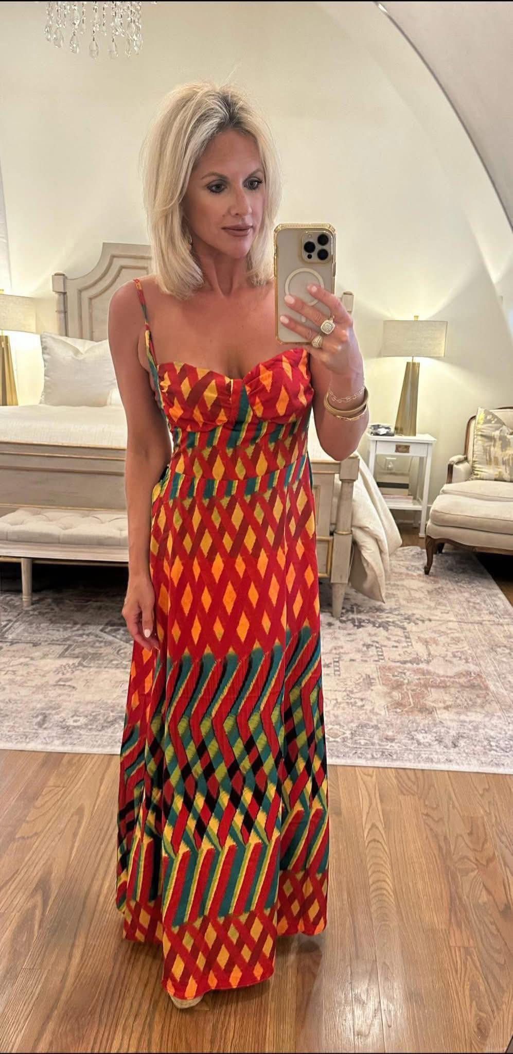 Red/Green/Yellow Printed Dress