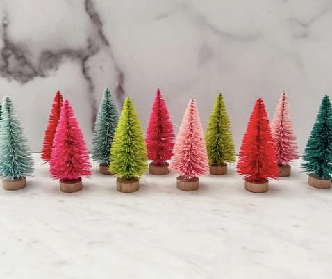 Mini Colorful Bottle Brush Tree Sets