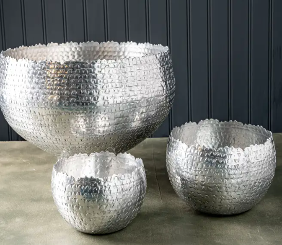 Silver Hammered Bowls