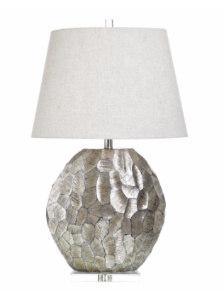 Silver Textured Lamp with Acrylic Base