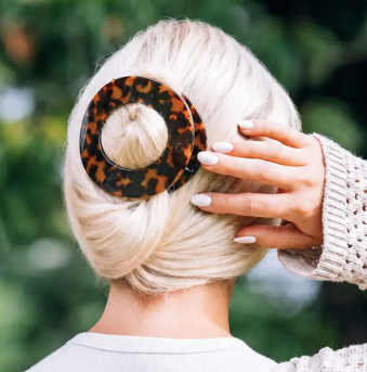 Teleties CIRCLE classic tortoise flat hair clip